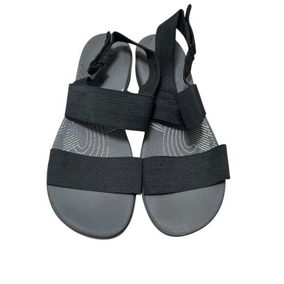 Clarks Cloudsteppers Sandals Womens 10 Arla Jacory Slingback Wedge Gray Black - Picture 3 of 8